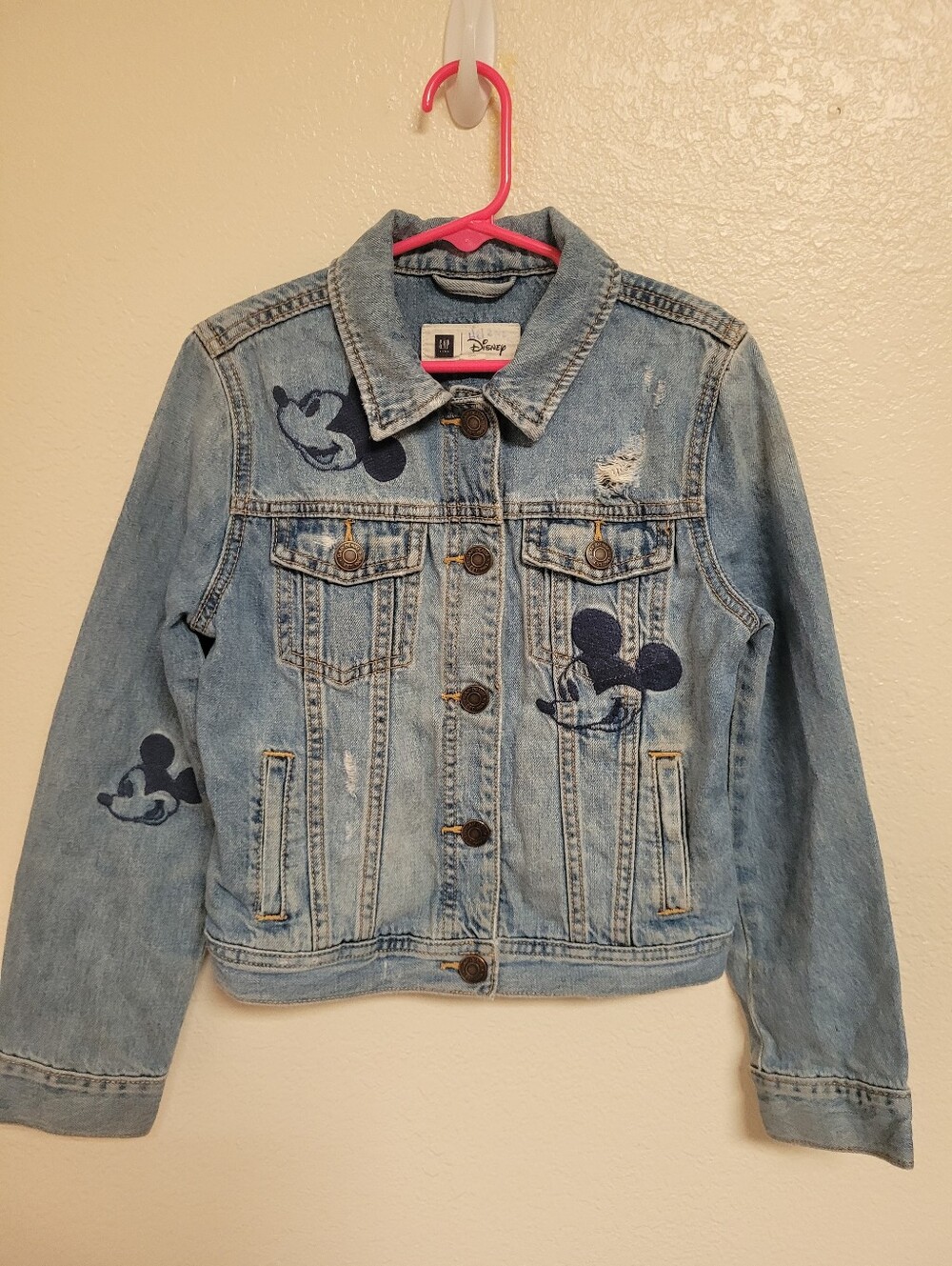 Gap/ Disney Light Blue Denim Jacket with Navy Mickey Embroidered